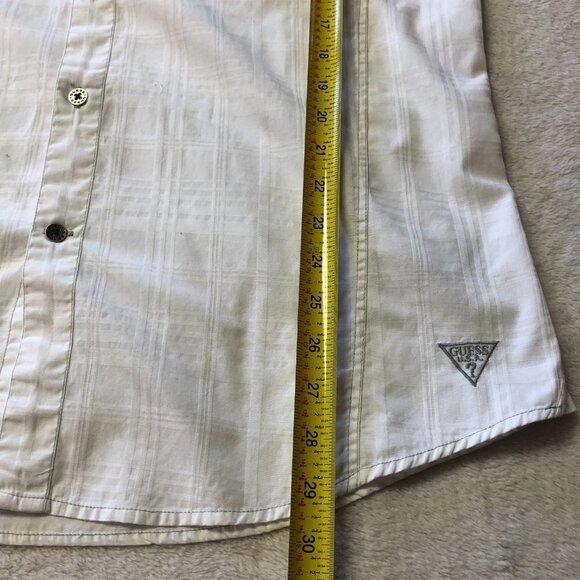 Guess White Cotton Button Down Long Sleeve Collared Dress Shirt - Picture 13 of 13